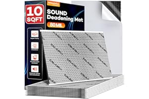 10 sqft (0.95 sqm) Car Sound Deadening Mat 80 mil , 10 Pack Sound Deadener for Vehicles , Butyl Automotive Sound Deadener, No