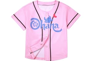 Yawtaut Baseball Jersey for Toddler Girl Boy Hawaiian Shirt Short Sleeve Button Down Shirts Ohana Tropical Tee Tops for 2-8Y