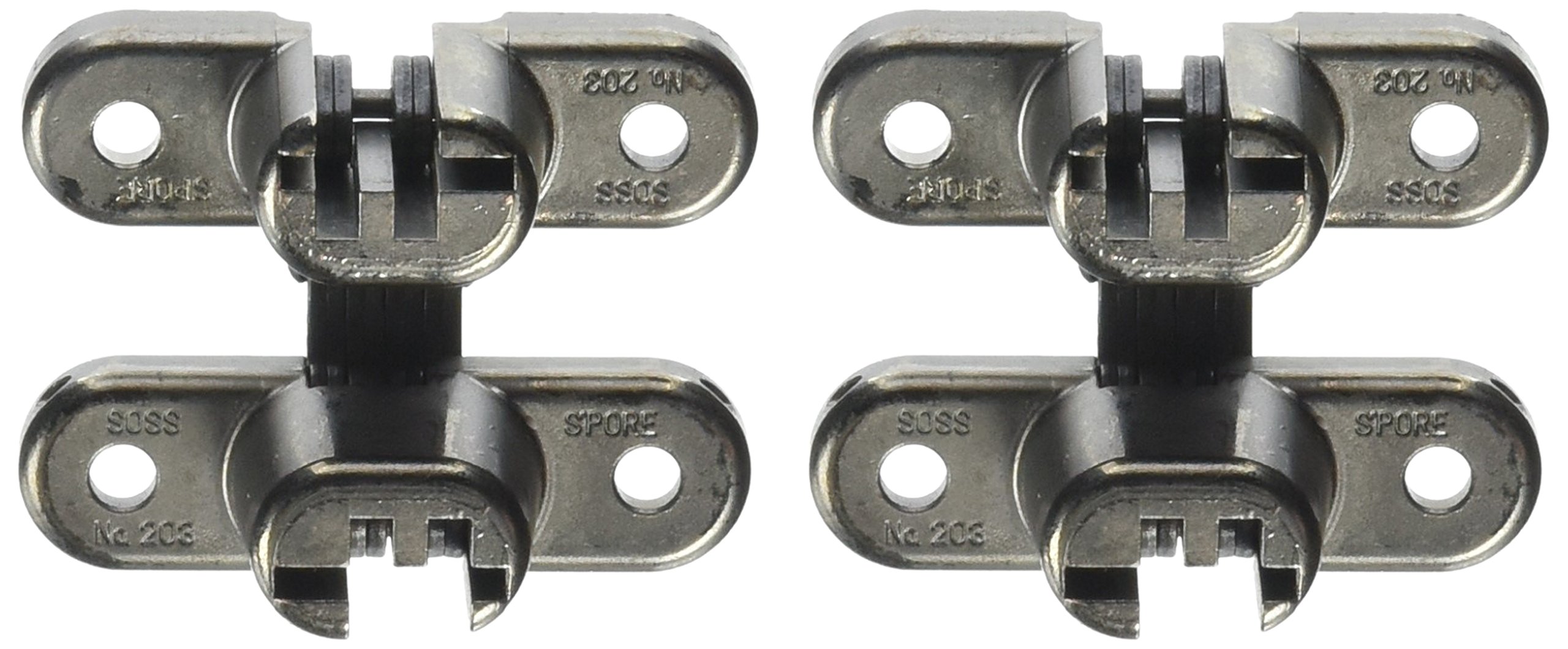 SOSS – 203CUS10BL Mortise Mount Invisible Hinges with 4 Holes, Zinc, Oil Rubbed Bronze Finish, 1-3/4″ Leaf Height, 1/2″ Leaf Width, 23/32″ Leaf Thickness, #6×1 Screw Size