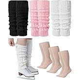 Chuarry 6 Pairs Skating Leg Warmer Sets for Women Girls Knit Long Leg Warmers Socks Calf Socks Set for Ice Figure Skating