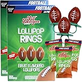 Needzo Football Lollipop Rings, Individually Wrapped Candy for Birthday Party Favors, and End of Season Banquets, Pack of 2, 18 Suckers Each