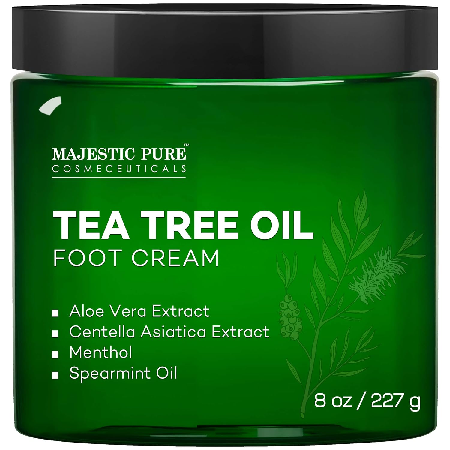 MAJESTIC PURE Athletes Foot Cream with Tea Tree Oil, Aloe & Spearmint - Hydrates, Softens & Conditions Dry Cracked Feet, Heel and Calluses, - Helps Soothe Irritated Skin - 8 oz : Beauty