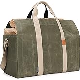 INNO STAGE Free Standing Firewood Log Carrier Tote Bag with Double Straps for Camping or BBQ Barbecue - Green