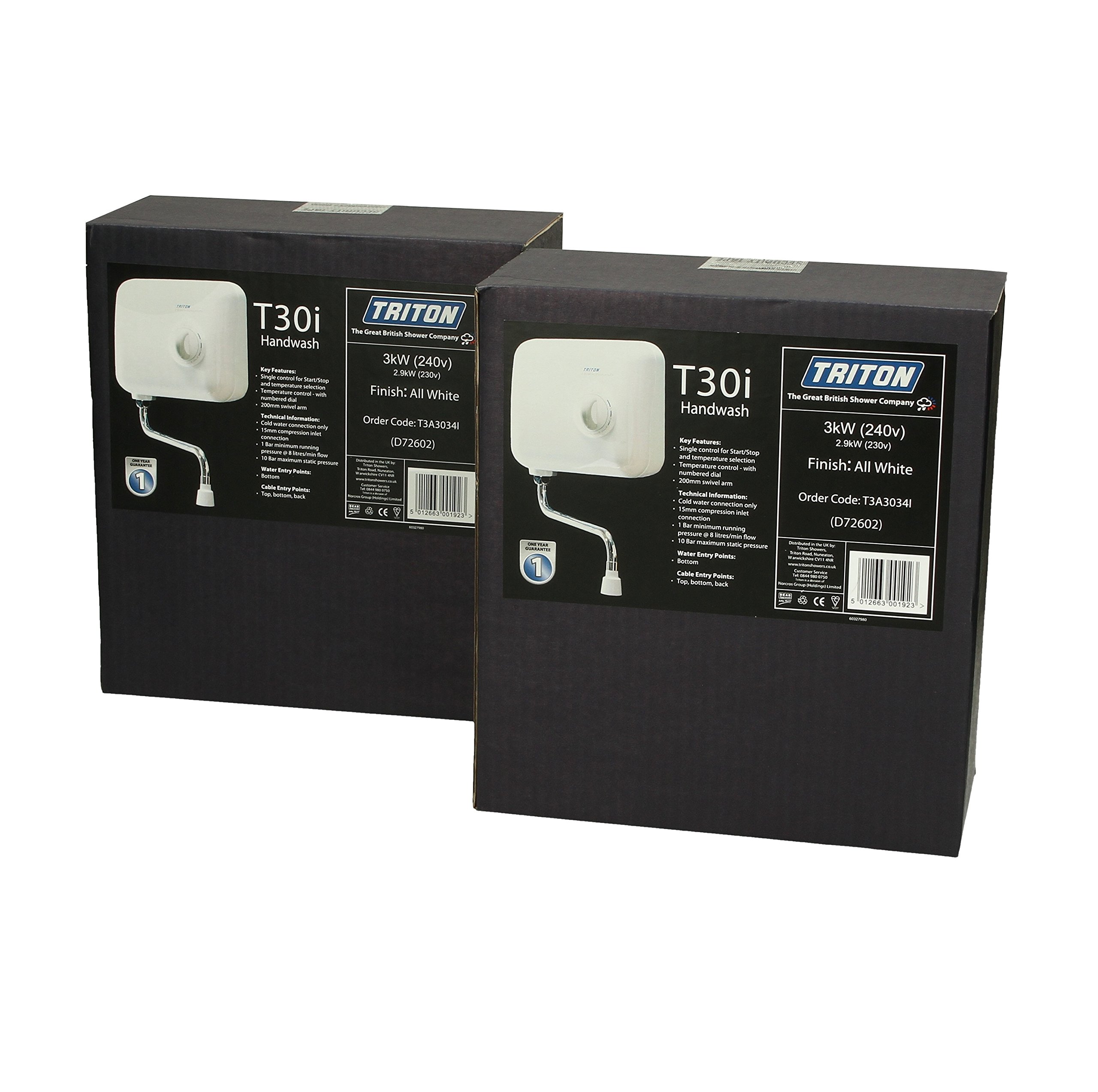 Buy Triton T30i Hand Wash Unit 3kw (Cold water only, Water Entry - Bottom,  Cable Entry - Top, bottom, back) Pack of Two Online at desertcartKUWAIT