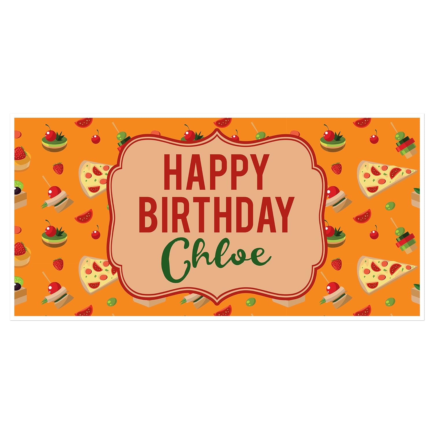 Pizza Party Food Birthday Banner Personalized Decoration