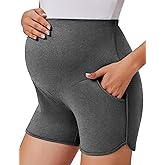 Ekouaer Maternity Shorts Over The Belly Pregnancy Lounge Summer Workout Pajama Sleep Shorts with Pockets