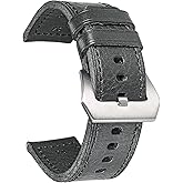 Hemsut Genuine Leather Watch Band, Retro Vintage 20 22 24 26mm Handmade Replacement Leather Watch Strap for Men and Women