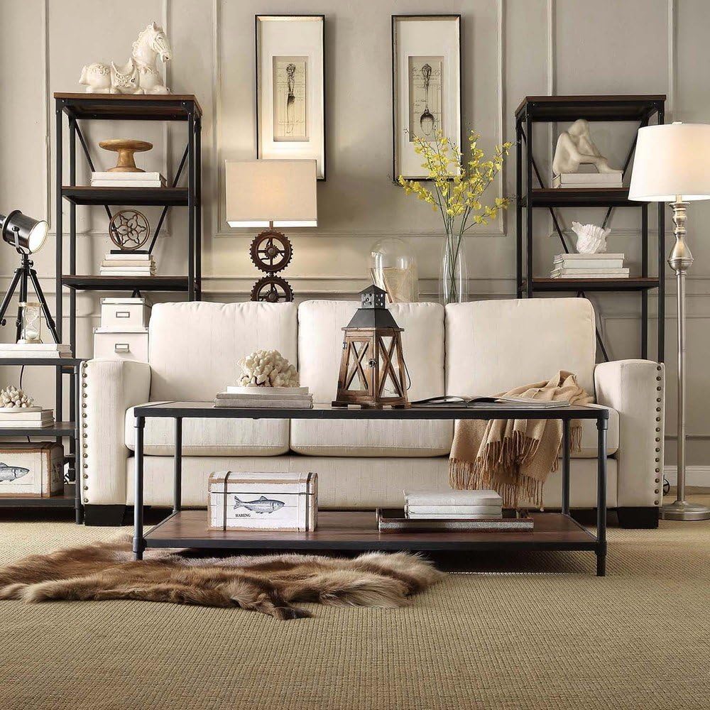 Harrison Industrial Rustic Pipe Frame Accent Coffee Table with This Contemporary Yet Graceful Occasional Set