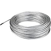 Galvanized Aircraft Cable Wire Rope 3/8" 7x19-50 ft Coil for DIY Cable Decking Railing System, Marine Grade