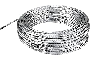 HYW PRODUCTS Galvanized Aircraft Cable Wire Rope 3/8" 7x19-100 ft Coil for DIY Cable Decking Railing System, Marine Grade