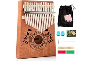 UNOKKI 17-Key Kalimba Thumb Piano - Holiday Stocking Stuffer & Fun Gifts - Portable Mahogany Percussion Instrument - Christmas Gift Beginner Tuning Set, Music Instruments for Kids - Mbira, Light Brown