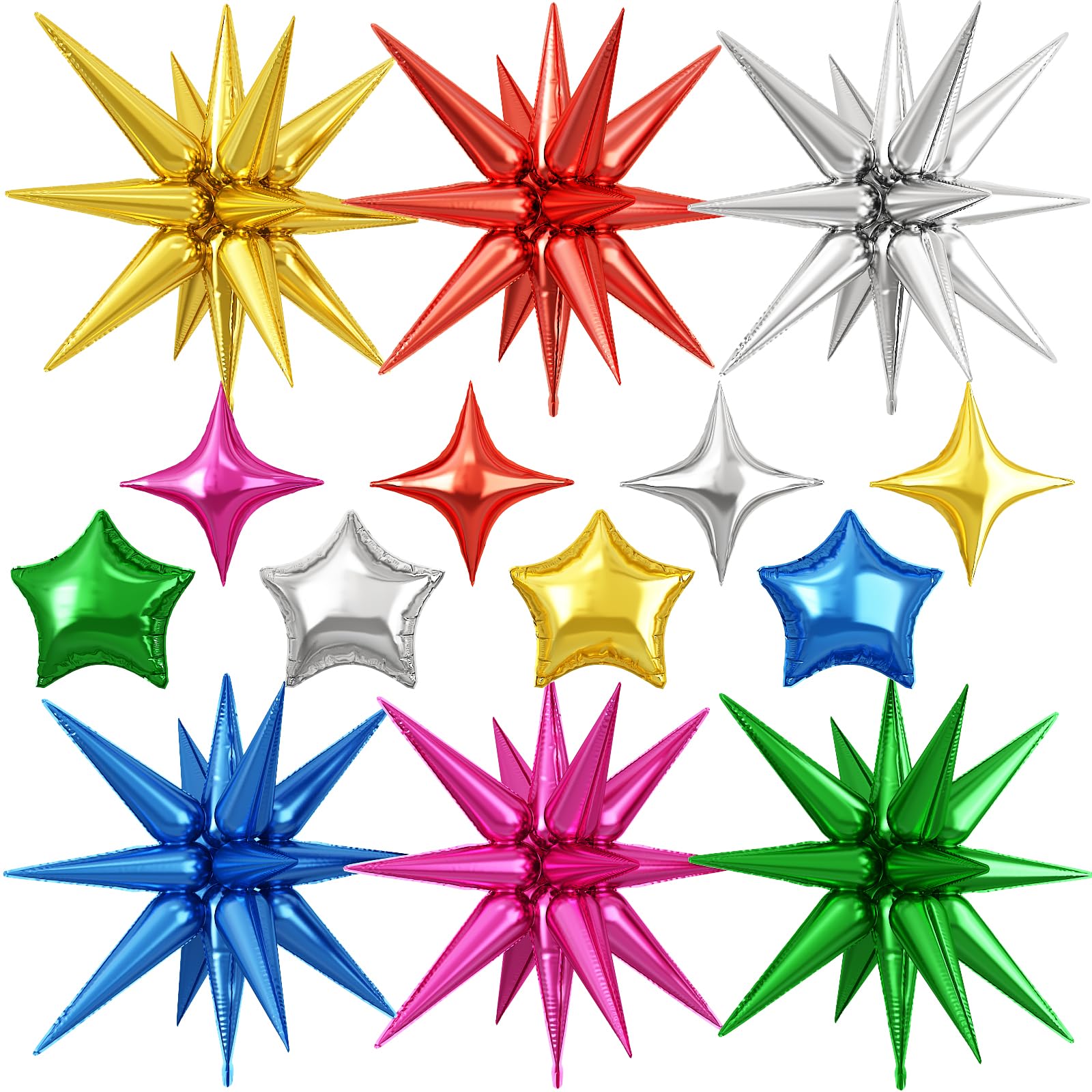Photo 1 of 14pcs Colorful Star Balloons, 22/10 Inch Assorted Colors Rainbow Star Foil Balloon, for Kids Boy Girl Birthday Graduation Anniversary Wedding Disco Baby Shower Party Decorations