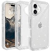 TUTUKII for iPhone 16 Case Clear, Anti-Drop, Transparent, Shockproof, Military Grade Drop Protection, Heavy Duty Protective Phone Case Cover for 16 6.1", Clear Glitter