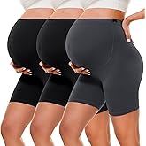 BONVIGOR Buttercloud Maternity Shorts Over The Belly- 5" Pregnancy Biker Shorts Lounge Yoga Pants