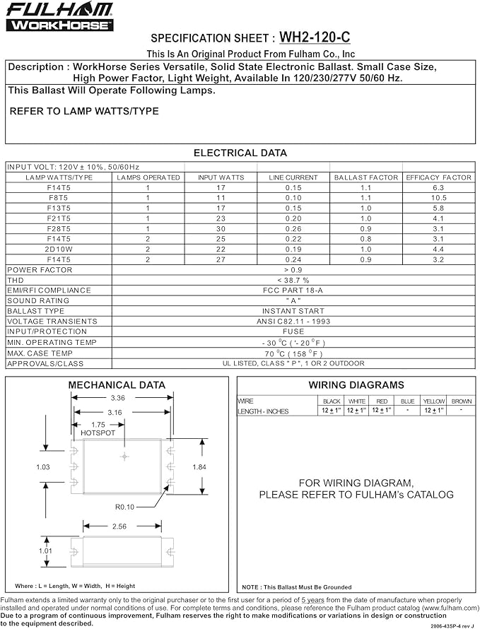 Workhorse Ballast T5 Wiring Diagram Fulham Lighting Wh5 120 L