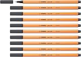 STABILO Point 88 Fineliner Pack 10 Deep Cold Grey 0.4mm Hexagonal