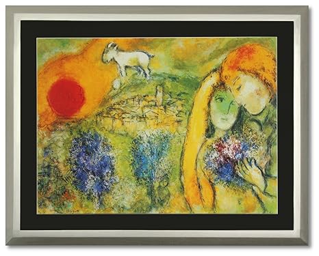 Kunstdruck Bild Marc Chagall Liebende in Vence SIGNIERT Galeriebild mit Rahmen 77 x 61 cm PREIS-HIT