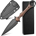 Ccanku C1292 Fixed Blade Knife D2 Blade Micarta Handle EDC Tool Knifes for Outdoor Camping Survival Hiking(Brown)