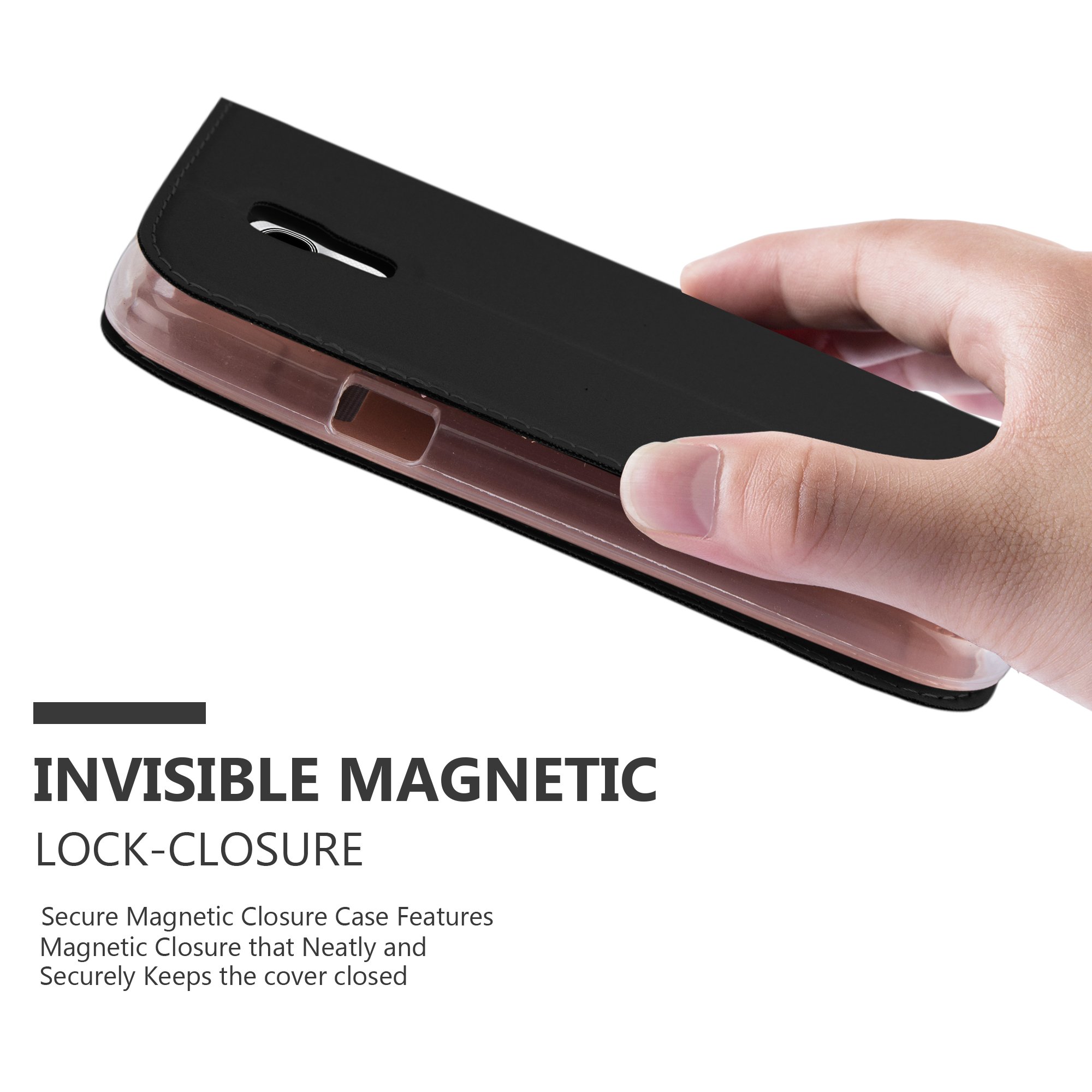 Samsung Galaxy S4 MINI Hülle in SCHWARZ von Cadorabo - Handy-Hülle im Metallic Look mit unsichtbarem Magnet-verschluss und Karten-Fach Case Cover Schutz-hülle Etui Tasche Book Klapp Style