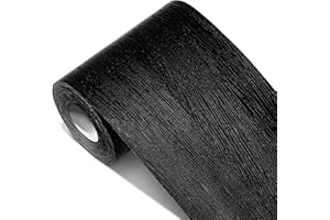 WADILE 3D Black Wood Grain Wallpaper Border Mirror Frame Removable Waterproof, Peel and Stick Wall Paper Border Decor Self Adhesive, Kitchen Bathroom Sticker