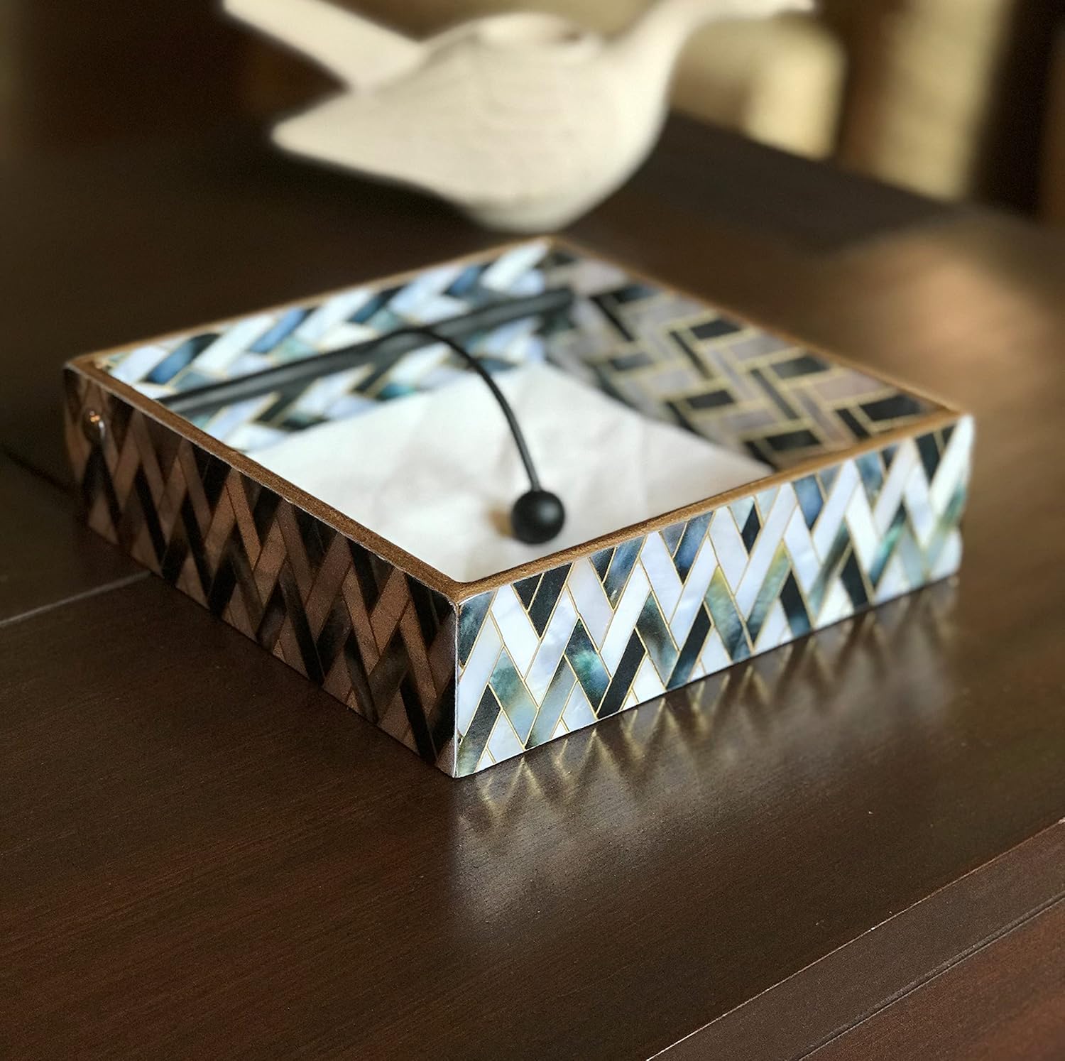 Buy DULI Handmade Decorative Tissue Holder for Table in MDF (19x19cm