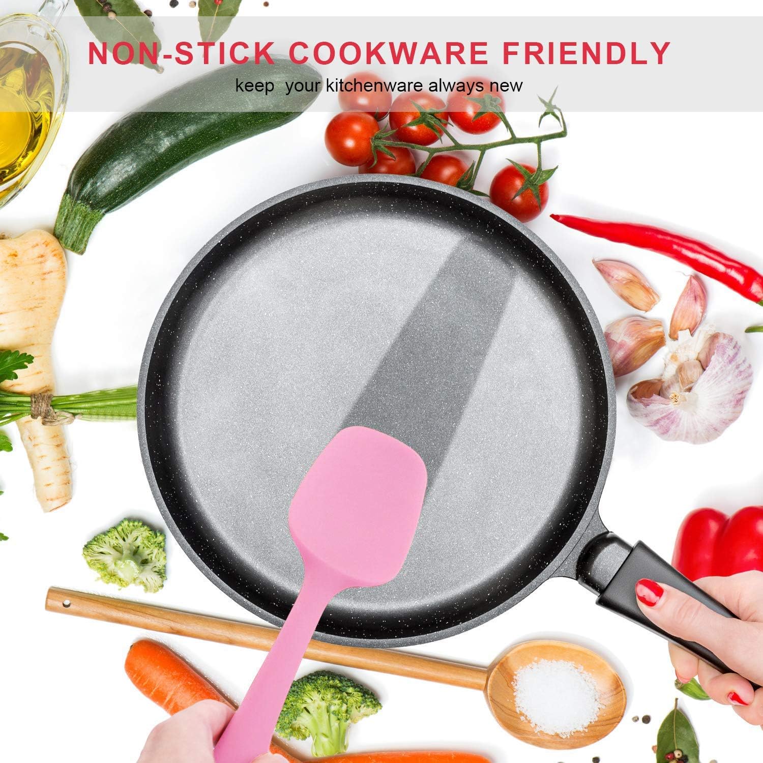 G.a HOMEFAVOR 3-piece Silicone Spatula Set Heat-Resistance Baking Rubber Spatulas BPA Free Pink: Kitchen & Dining