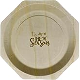11" Wooden Plates with Tis the Season Gold Print- Pack of 30ct