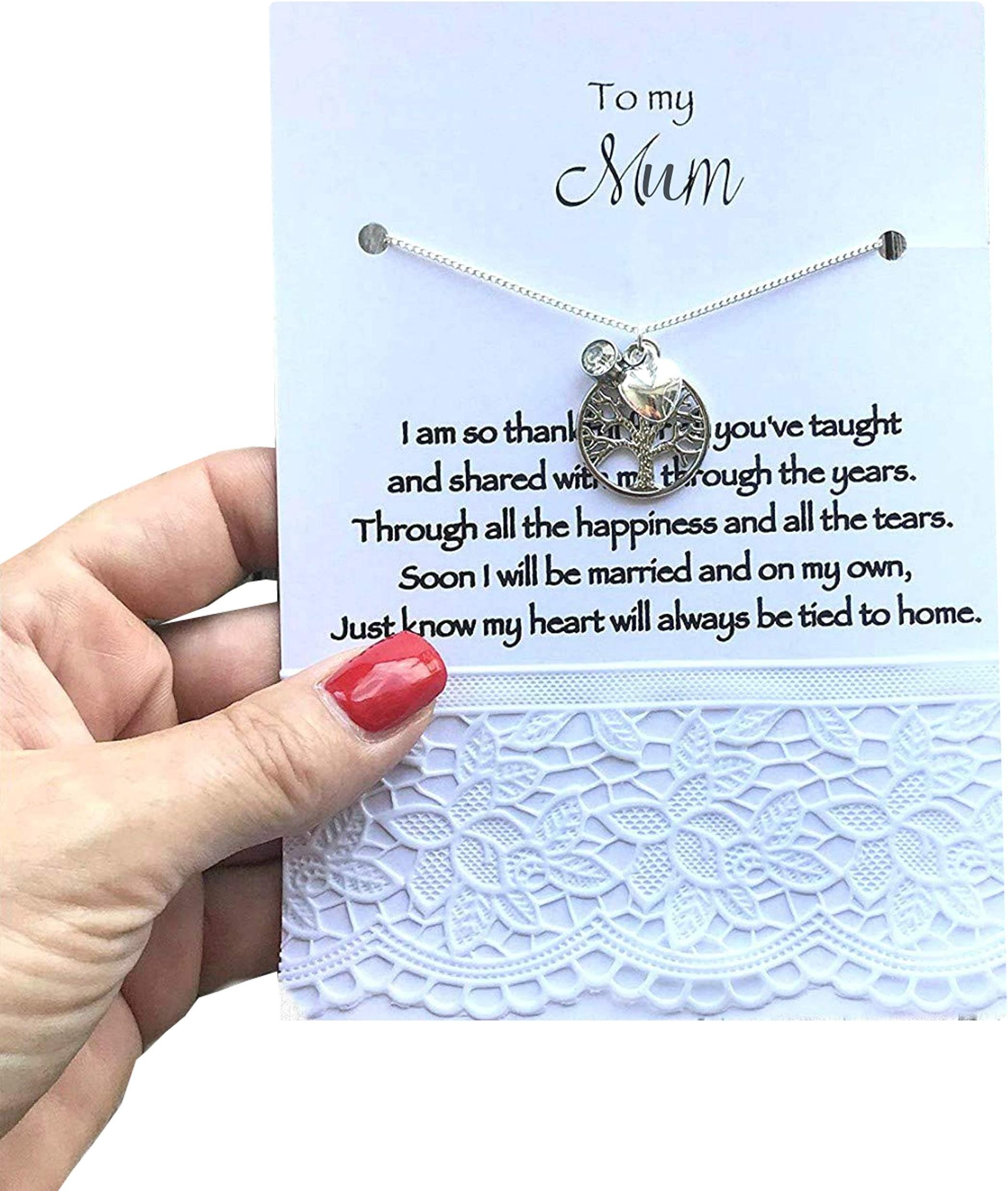 Carrie Clover Mother of the Bride Necklace, Mother of the Bride Gift, Mum of the Bride Necklace, Family Tree Necklace, To my Mum, Gift from Bride to Mom, B12a