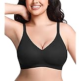 Angelhood Bras for Women Lace V Neck Seamless Wireless No Underwire Supportive Pushup Bralette Comfortable T Shirt Bra