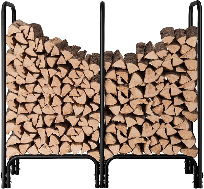 ORIENTOOLS Estante de leña para leña, soporte de madera para interior y