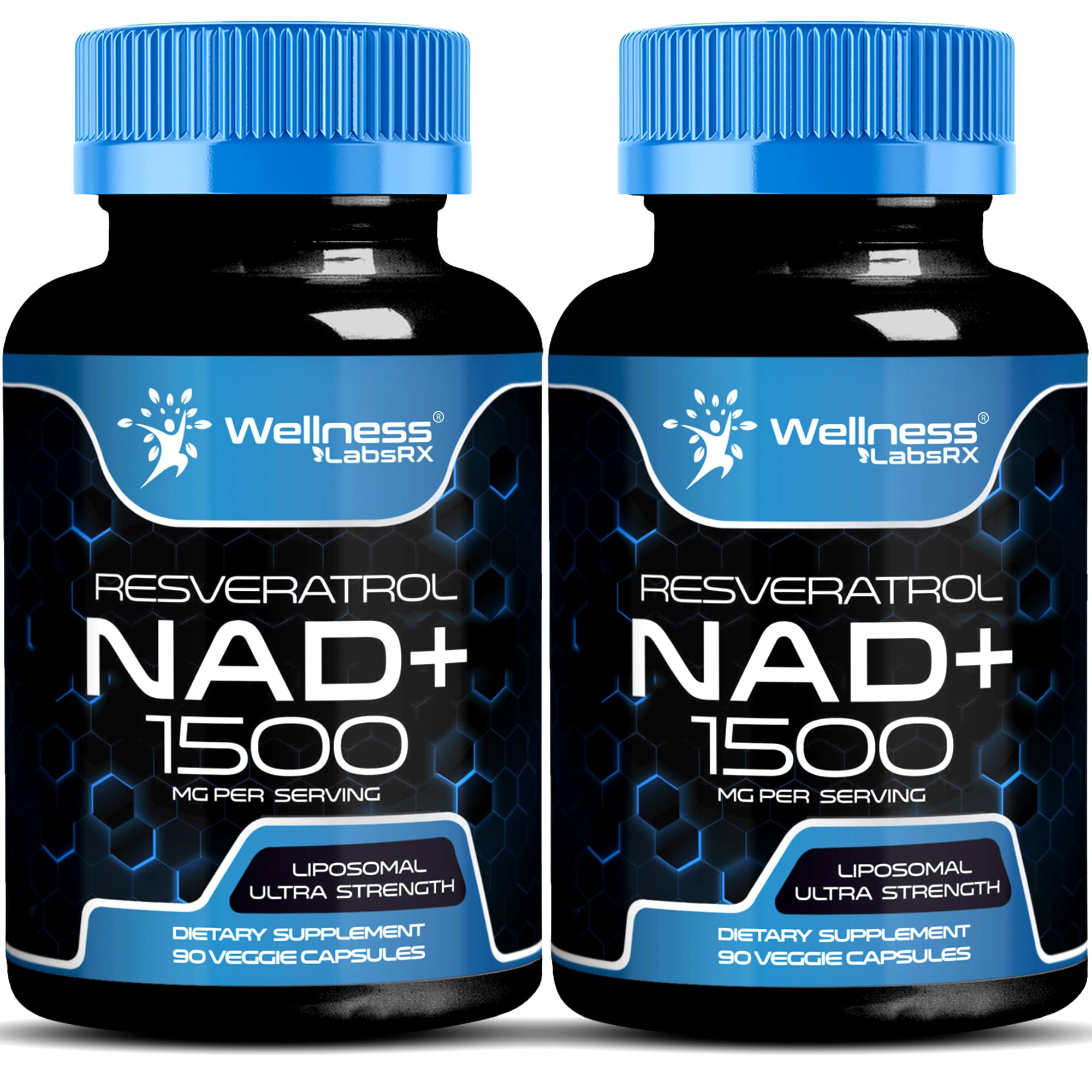 WELLNESS LABSRX Liposomal NAD Supplement, 1500mg - USA Made, NAD Resveratrol Supplement for Women and Men, NAD+ Support Cellular Health, Energy & Anti Aging - 2 Pack Image