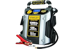 STANLEY J5C09D 1200 Peak Amp Automotive Jump Starter, Portable Power – 2.1A/10W USB Port, 120 PSI Air Compressor