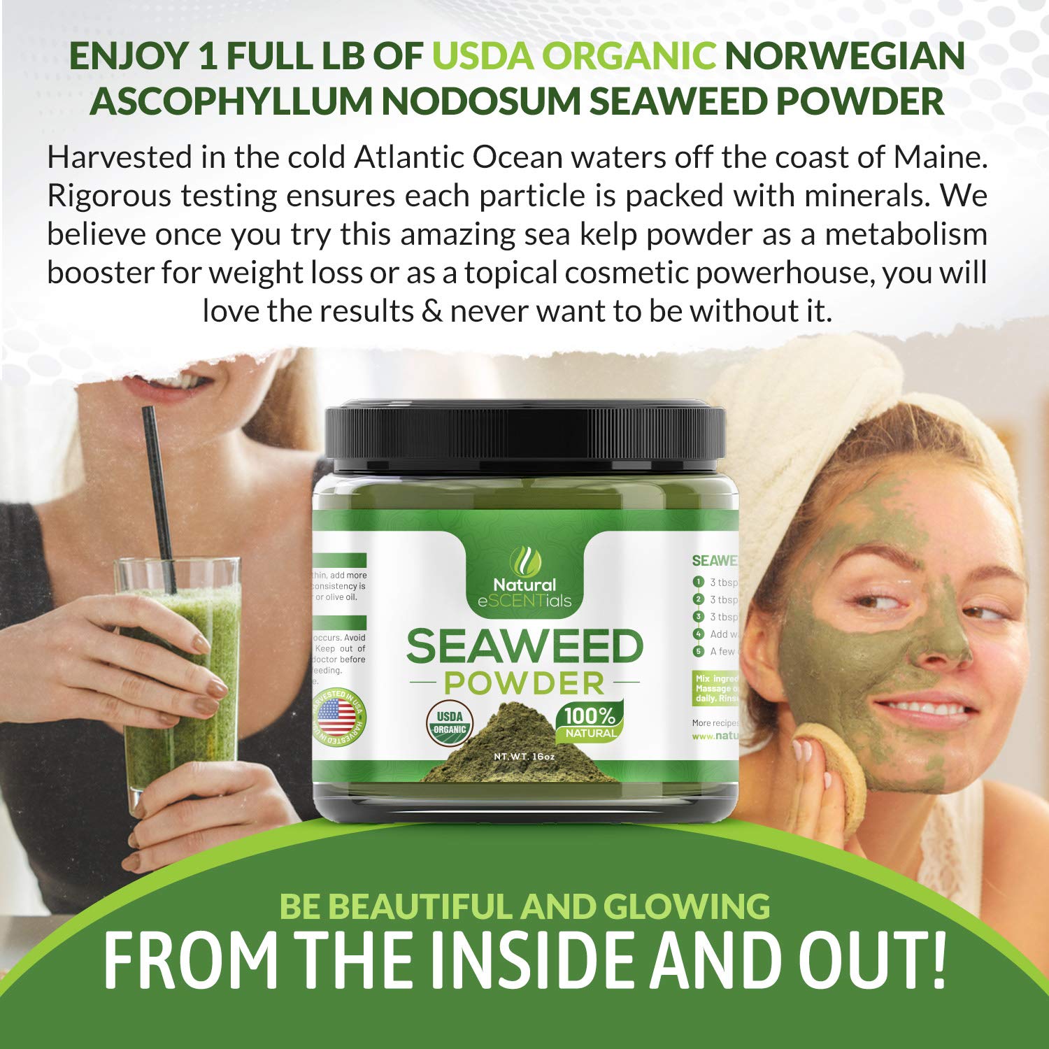 Seaweed powder face mask