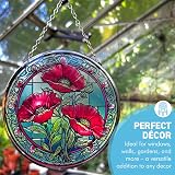 Thorness 6-Inch Poppy Stained Glass Suncatcher - Elegant Window Decor view 4