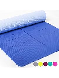 Heathyoga Limited TIME Deal Eco Friendly Non Slip Yoga Mat, Body Alignment System, SGS Certified TPE Material - Textured Non Slip Surface and Optimal Cushioning,72"x 26" Thickness 1/4"
