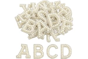 CHRORINE 26/52/78 Pcs Self Adhesive Pearl Rhinestone Letter Patches A-Z, Pearl Letter Alphabet Stickers for Hats, Clothes, Pa