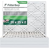 Filterbuy 8 In. X 20 In. X 2 In. MERV 11  FPR 7  Allergen Defense Pleated Hvac Ac Furnace Air Filters Replacement 5 Pack Afb8x20x2m11apk5