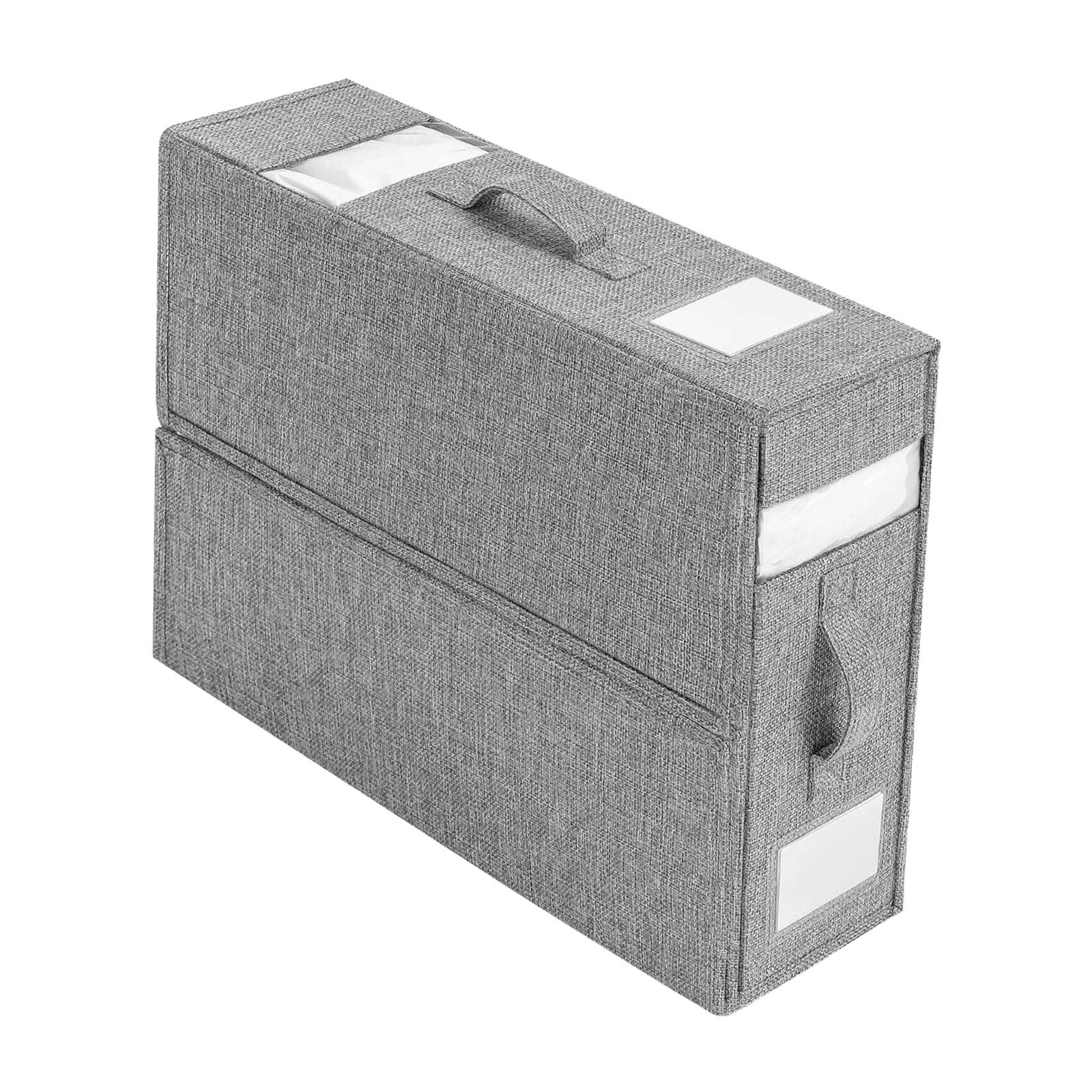 Bed Sheet Organiser, Foldable Closet Organizer for Under Bed, Folding Bedding Cover Storage Bag Box, 2 Visual Windows Closet Containers and Organizers for Sheets, Blankets, Clothes (Gray 1 Pack)