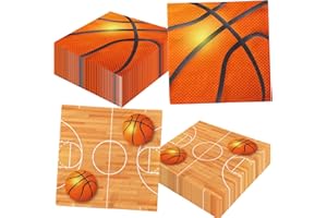 DYDAMUD Basketball Party Napkins 40Pcs Basketball Birthday Party Paper Napkins Sport Ball Napkins for Kids Boys Basketball Party Supplies