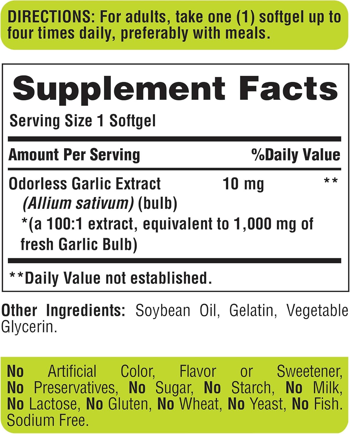 Puritan's Pride Odorless Garlic 1000 Mg Rapid Release Softgels, 250Count: Health & Personal Care