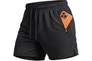 MAGCOMSEN Men's 5" Athletic Basketball Shorts Lightweight Linerless Mesh Running Workout Shorts with Zipper Pockets