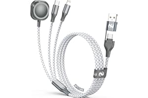 IDISON Multi Charging Cable for Apple Watch Charger 6FT, Travel Essentials USB A/C Lightning Type C USB C Cord iWatch Magnetic Wireless Charger 3 in 1 Charging Wire for Apple iPhone Android Phone and iWatch