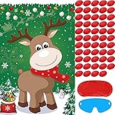 Pin The Nose on The Reindeer with 54PCS Red Nose for Kids Family Pin The Nose on The Reindeer Games, Large Christmas Reindeer