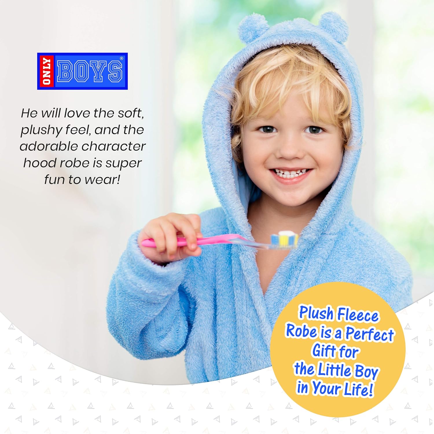 Only Boys Plush Solid Fleece Robe with Character Hood (Toddler/Little Boys/Big Boys): Clothing