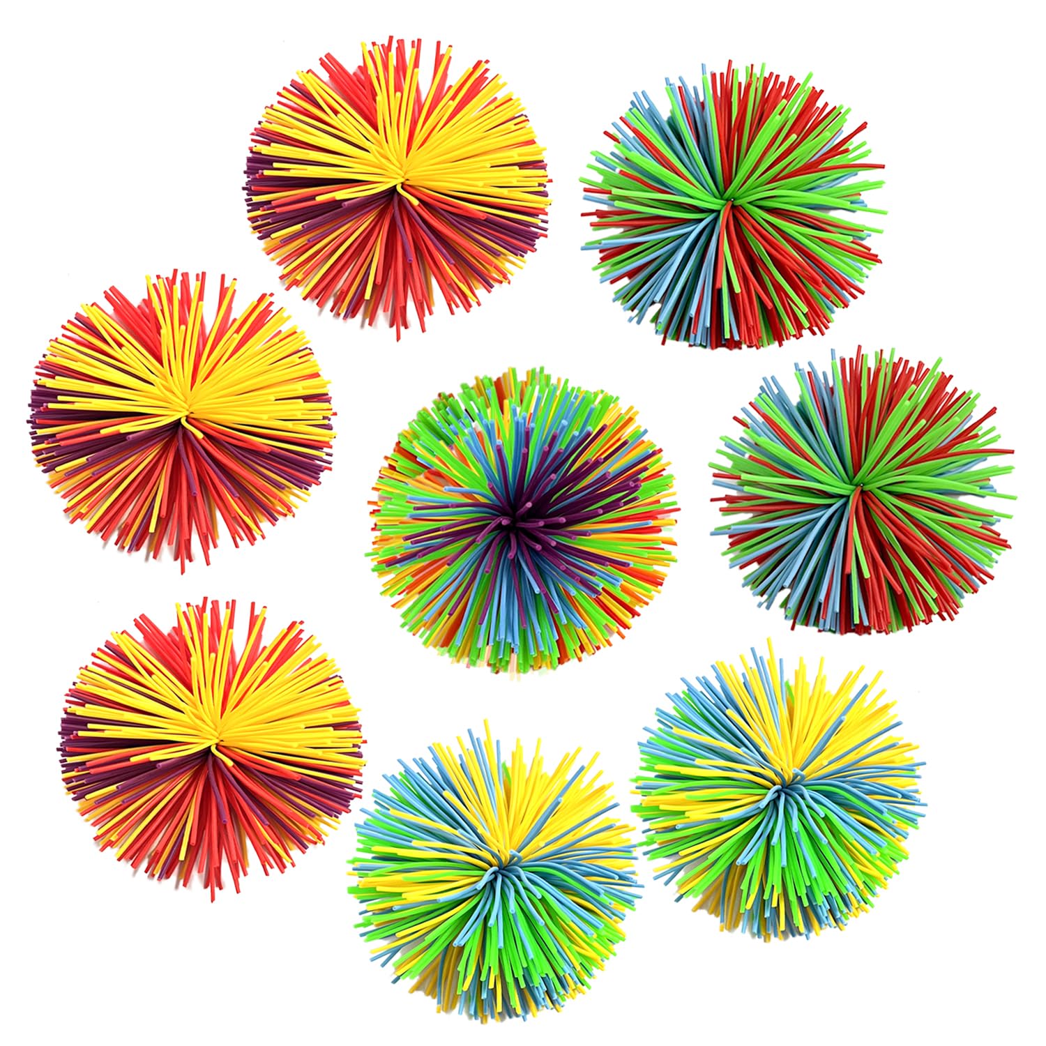 8 Pcs Colorful Monkey Stringy Balls,Silicone Stretch Stringy Ball, Rainbow Stringy Ball, Soft Fluffy Plush Balls, Stress Relief Sensory Balls for Stress Relief and Develops Sensory Skills