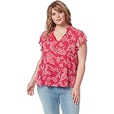 Jessica Simpson Women's Alaina Flutter Sleeve Ruffle Collar Pullover Top Plus Size