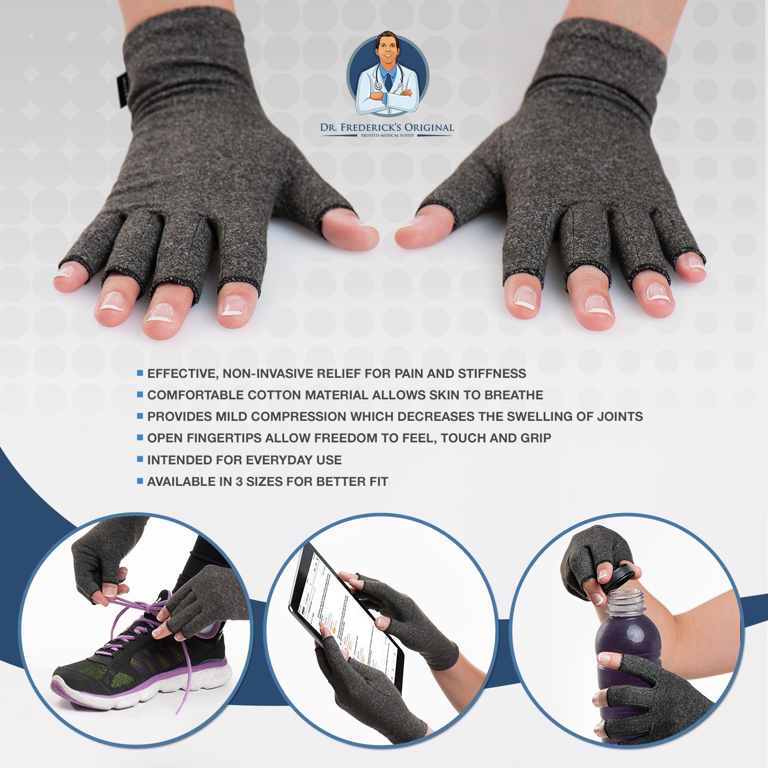 Dr. Frederick's Original Arthritis Gloves for Women Men Compression