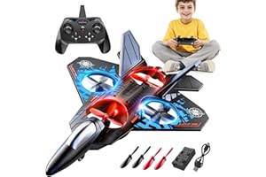 MSKOLER Foam Remote Control Airplane for Kids 8-12, 2.4 GHz RC Plane with Colorful Lights, 360° Flips & Stunt Roll, RC Airplane Toy for Boys and Girls Ages 8-16, Gift for Kids and Adults