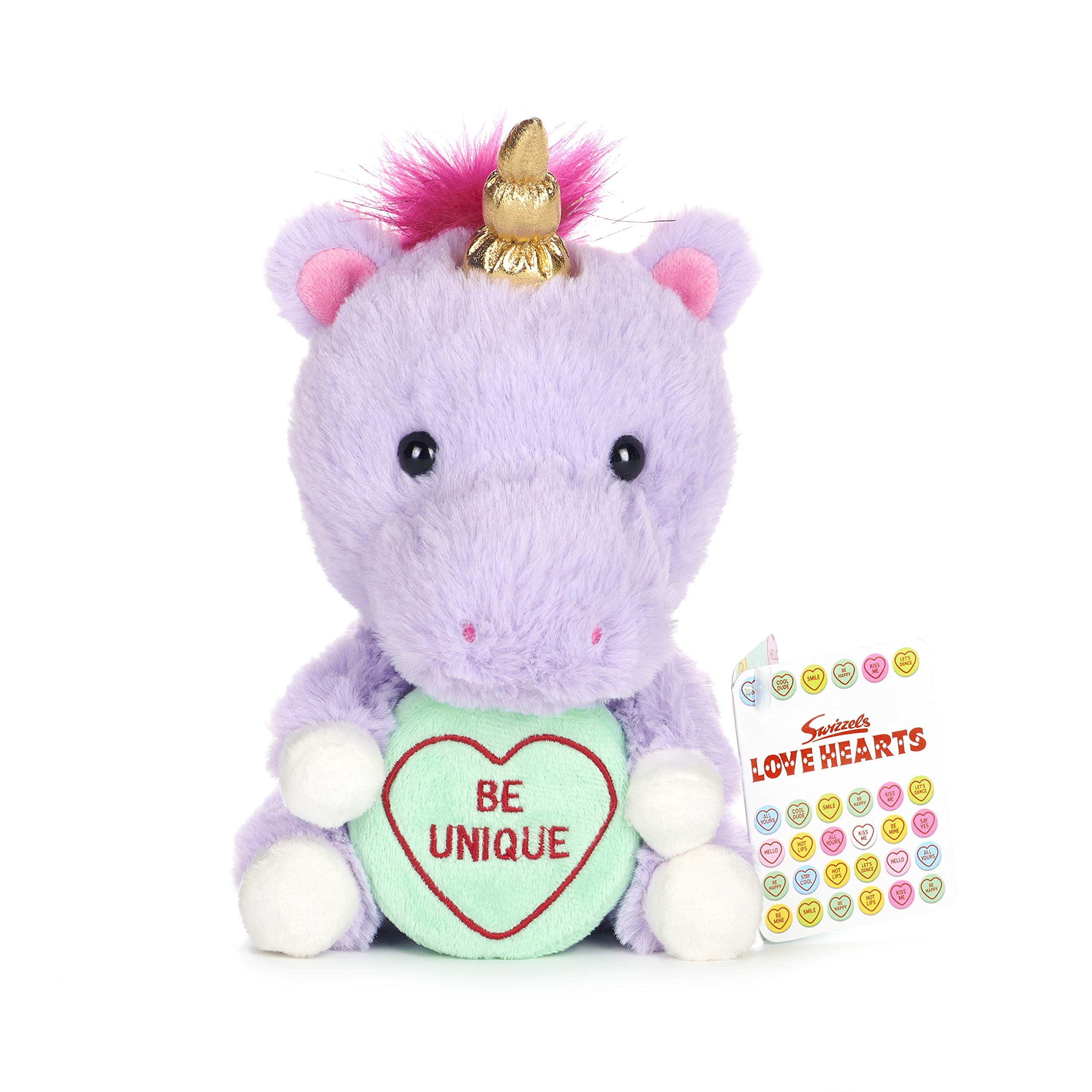 Posh Paws Swizzels Love Hearts 18cm (7”) Unicorn Soft Toy – Be Unique Message Soft Toy