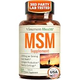 2000mg MSM Supplement for Cartilage &amp; Joint Support - No Talc - 100 Tablets | Sulfur Supplement with Inflammation Balance and Antioxidant Properties &ndash; Non-GMO. Vegan. 50 Day Supply